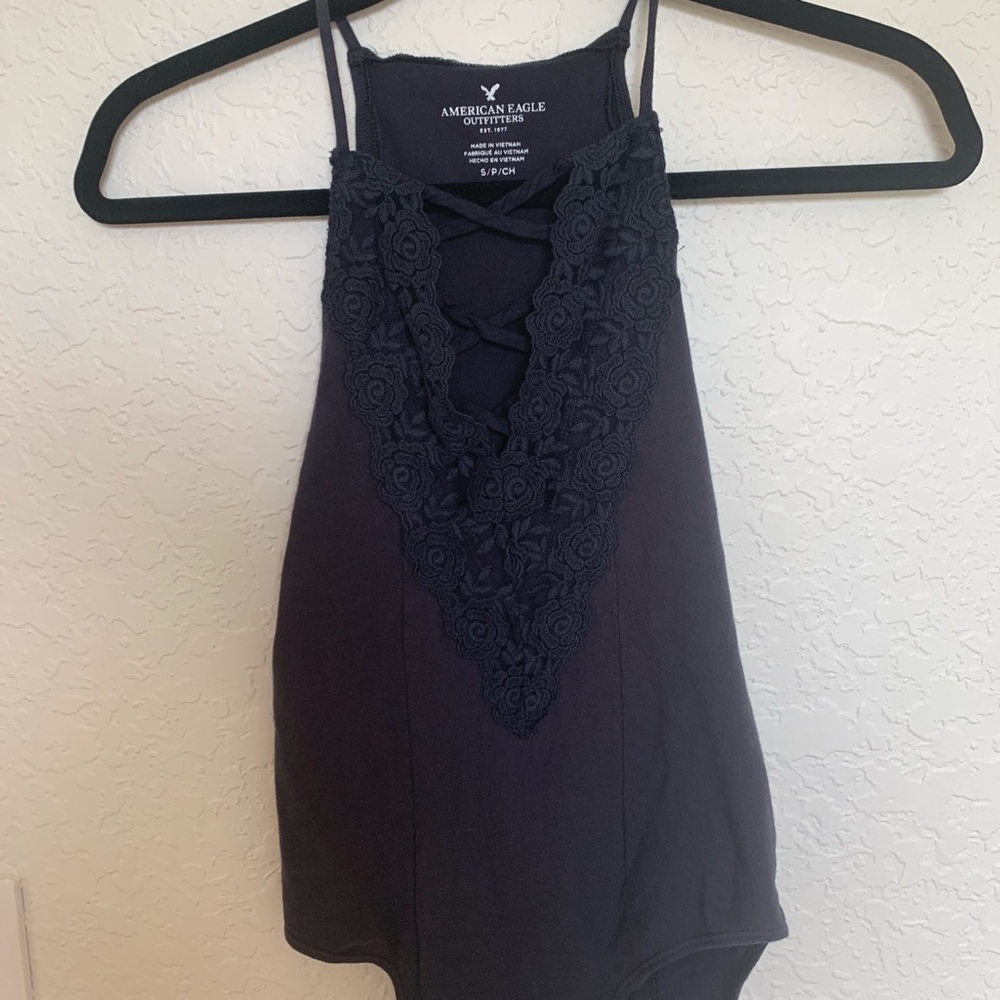 American Eagle Sexy Lace Up Bodysuit With Lace